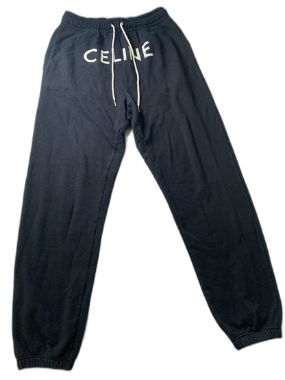 Celine Black Logo Print Casual Pants