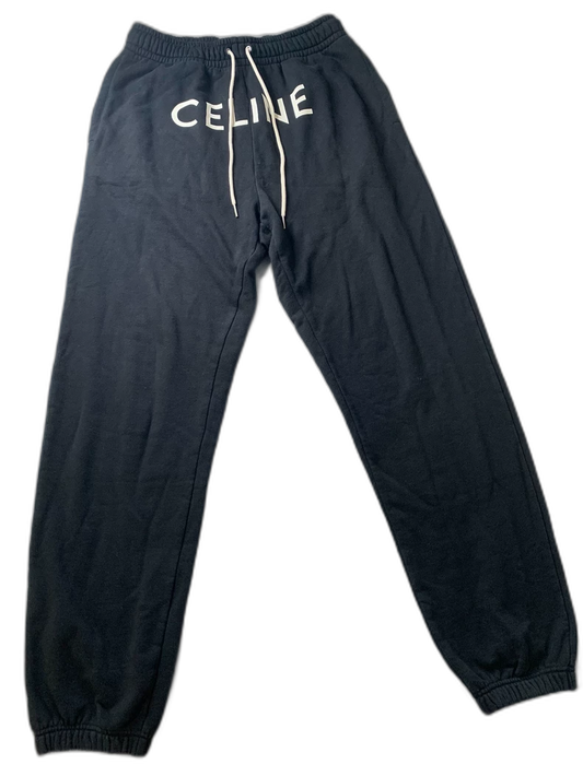 Celine Black Logo Print Casual Pants