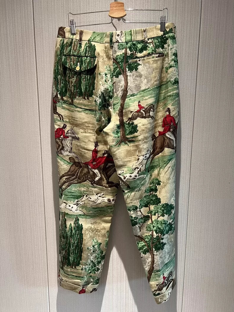 Artistic Hunting Scene Trousers