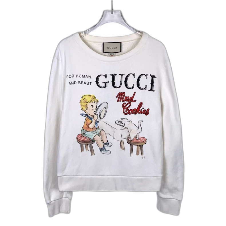 Gucci Cartoon Print Beige Long Sleeve Sweatshirt