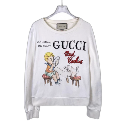 Gucci Cartoon Print Beige Long Sleeve Sweatshirt
