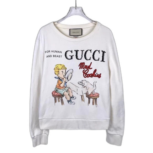 Gucci Cartoon Print Beige Long Sleeve Sweatshirt