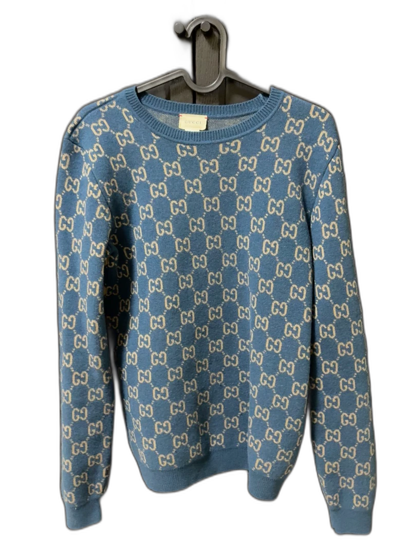 Gucci Logo Pattern Blue Sweater