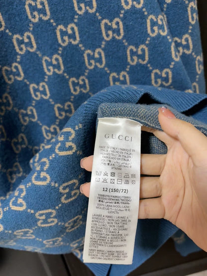 Gucci Logo Pattern Blue Sweater