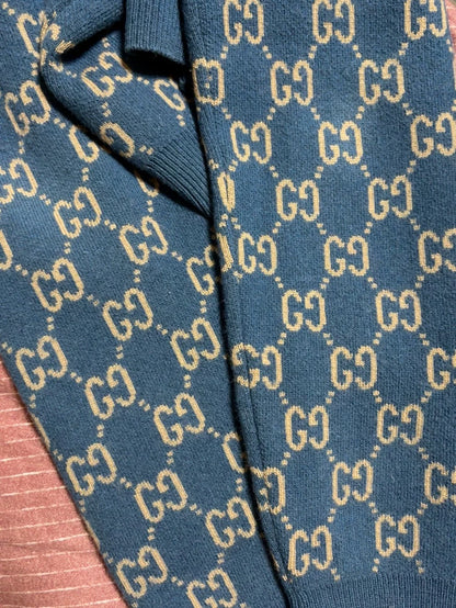 Gucci Logo Pattern Blue Sweater