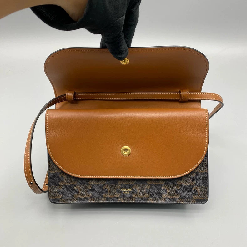 Celine Monogram Double Layer Crossbody Bag