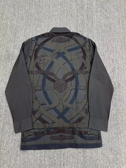 Hermes Spliced Print Button-Up Shirt