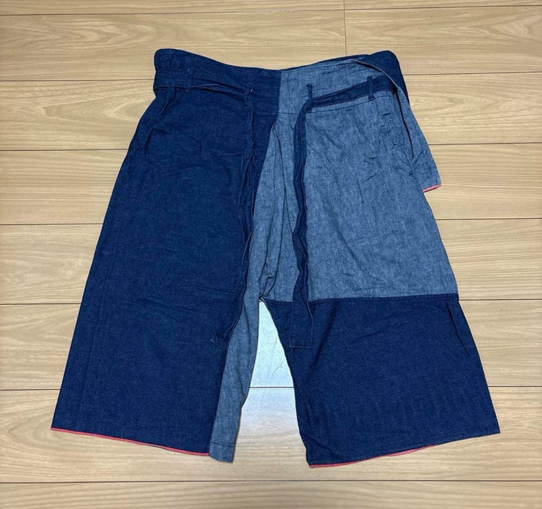 kapital patchwork indigo cropped pants