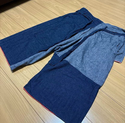 kapital patchwork indigo cropped pants