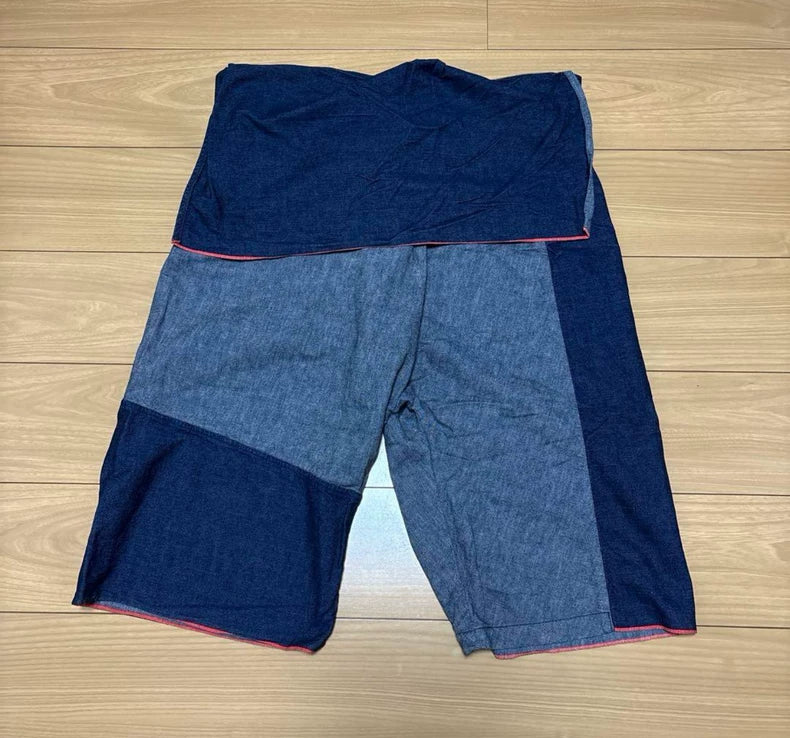 kapital patchwork indigo cropped pants