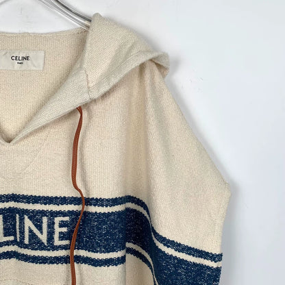 Celine Beige Striped Hooded Sweatshirt