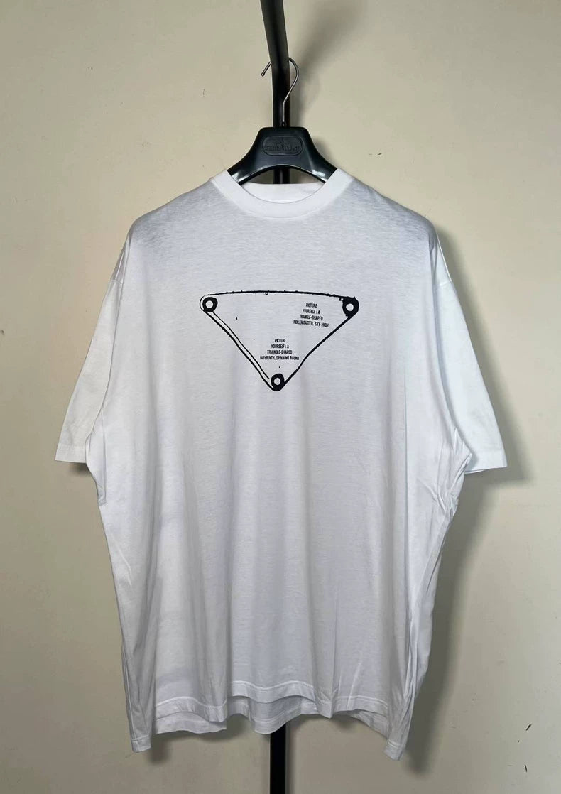 Prada White Triangle Logo Short Sleeve Tee