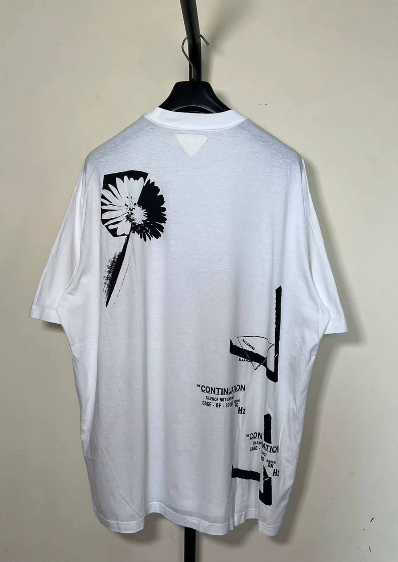 Prada White Triangle Logo Short Sleeve Tee