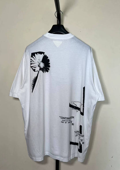 Prada White Triangle Logo Short Sleeve Tee