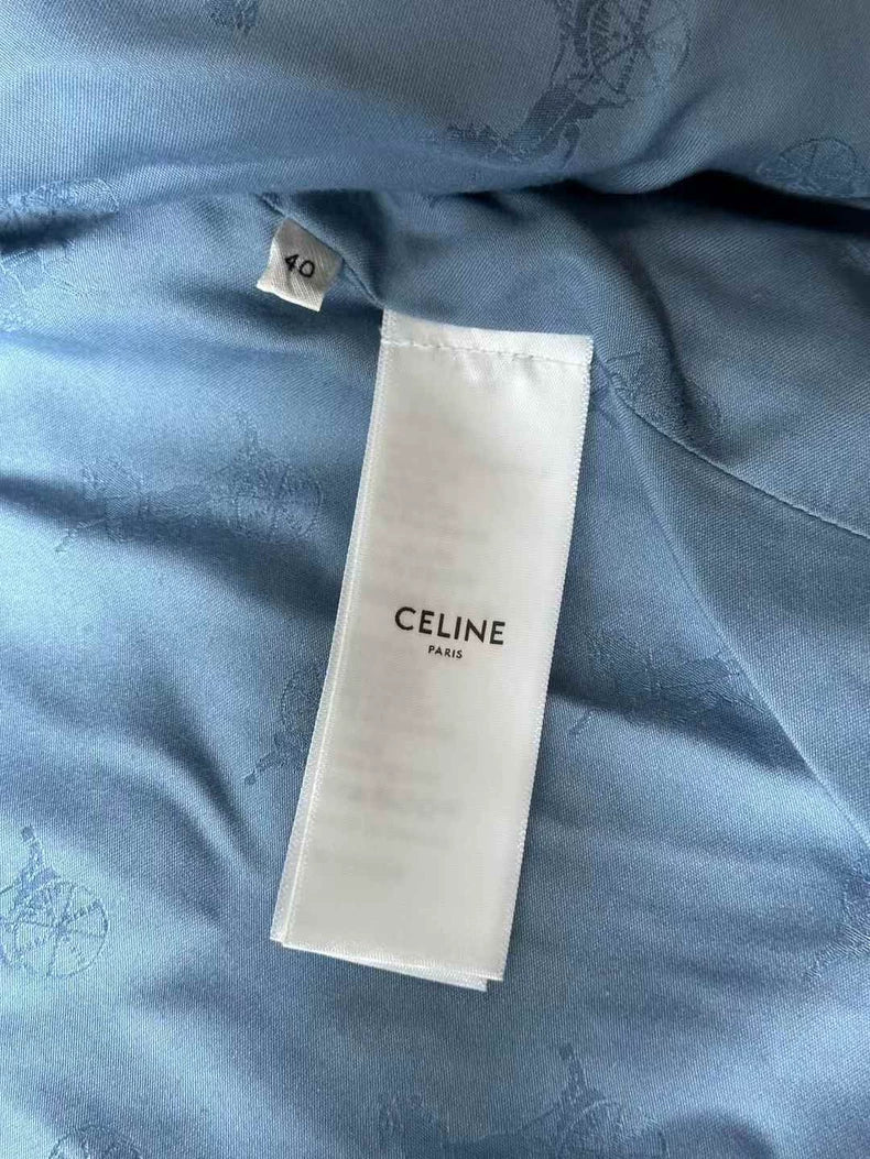 Celine Double-Breasted Tweed Jacket in Sky Blue