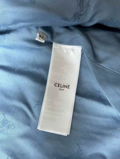 Celine Double-Breasted Tweed Jacket in Sky Blue