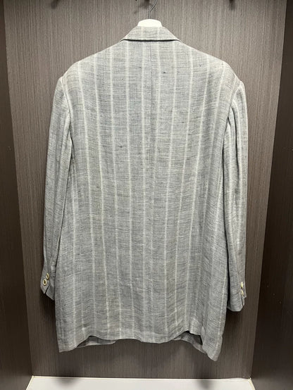 Yohji Yamamoto Striped Linen Blend Suit Jacket