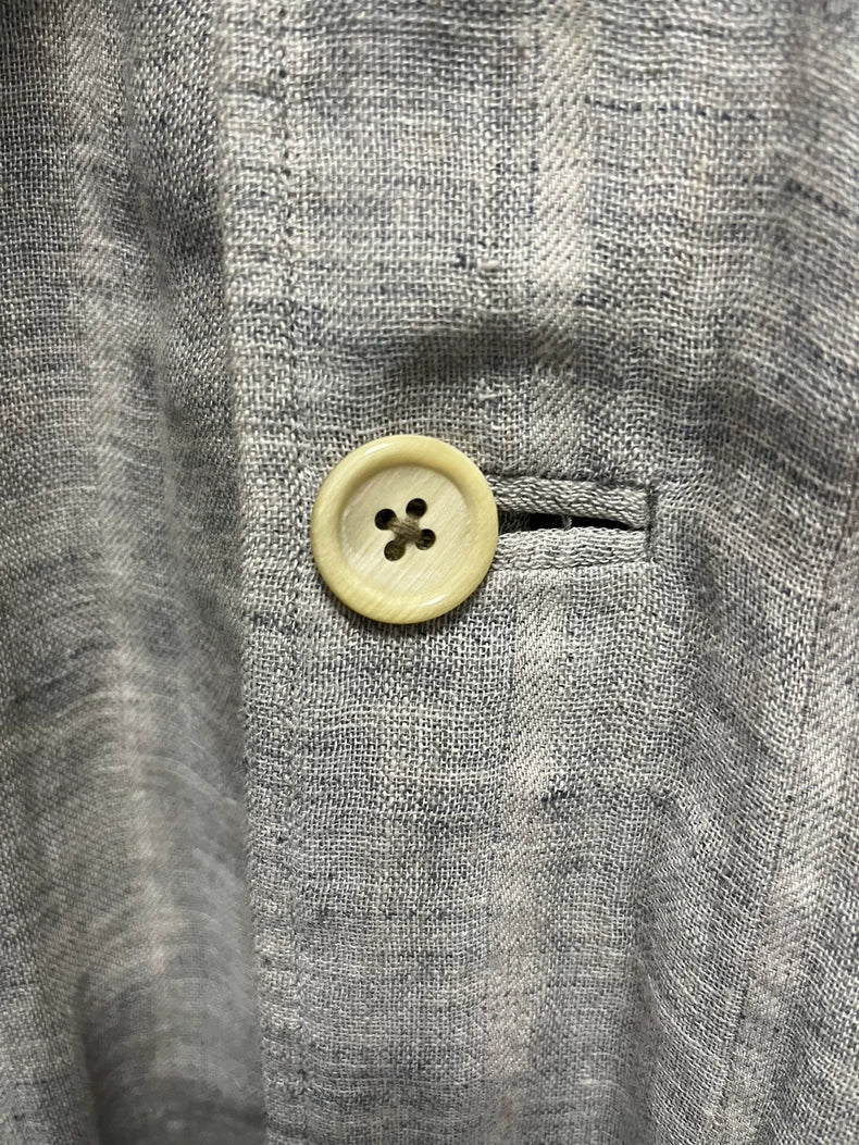 Yohji Yamamoto Striped Linen Blend Suit Jacket