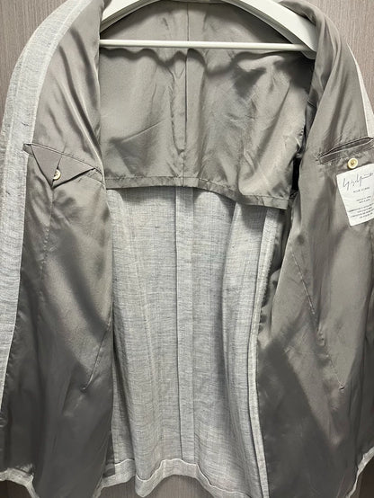 Yohji Yamamoto Striped Linen Blend Suit Jacket