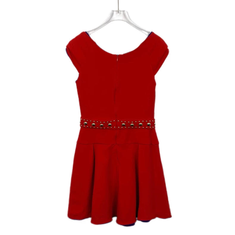 Red Studded Sleeveless Dress by Prada