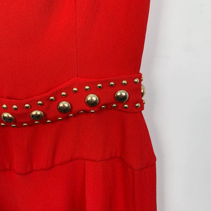 Red Studded Sleeveless Dress by Prada