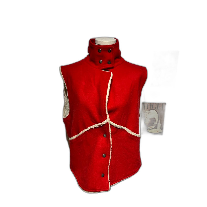 Vintage Red Wool Sleeveless Jacket