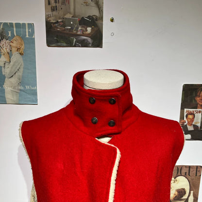 Vintage Red Wool Sleeveless Jacket