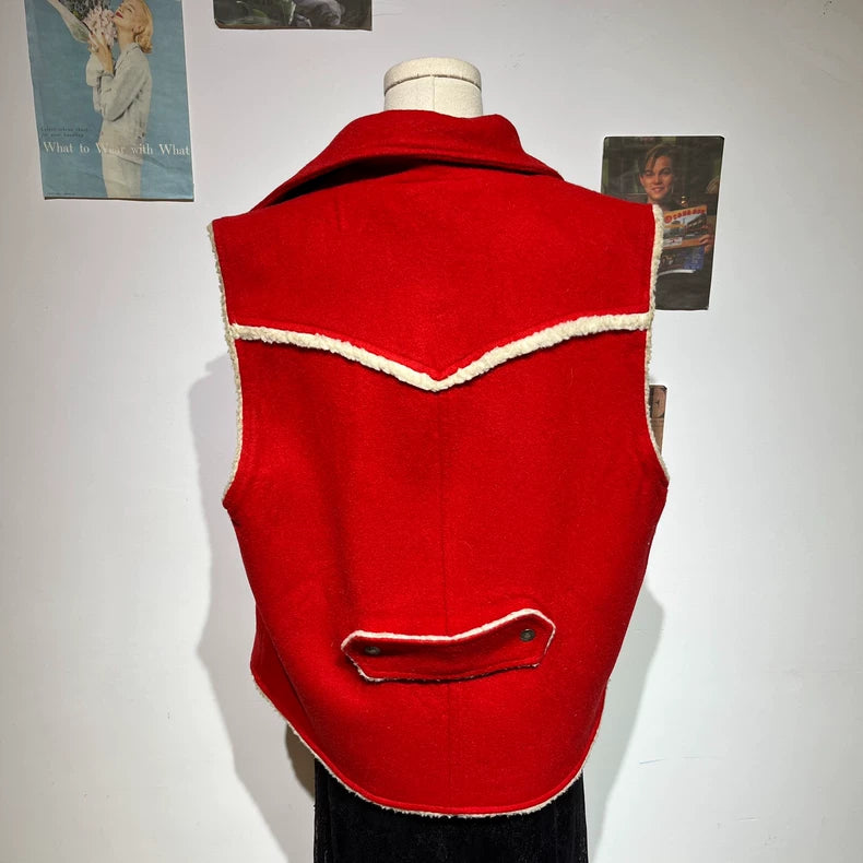 Vintage Red Wool Sleeveless Jacket