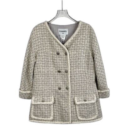 Chanel Grey Double-breasted Long Coat