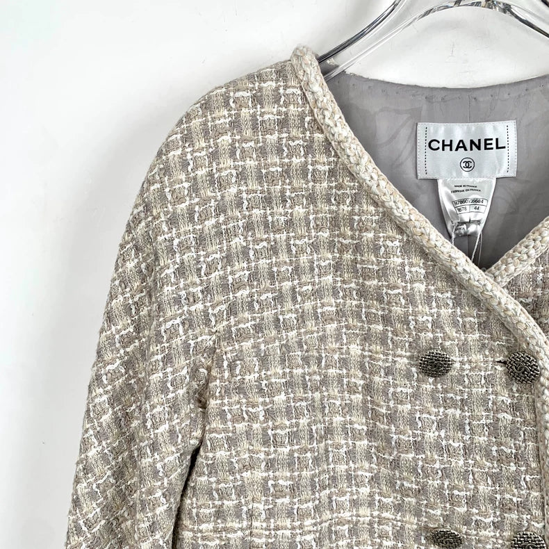 Chanel Grey Double-breasted Long Coat