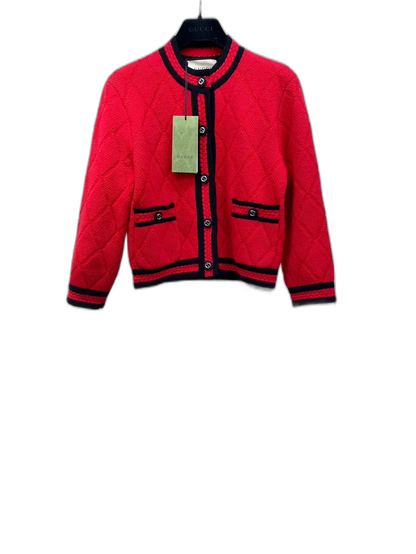Red Knit Wool Cardigan by Gucci