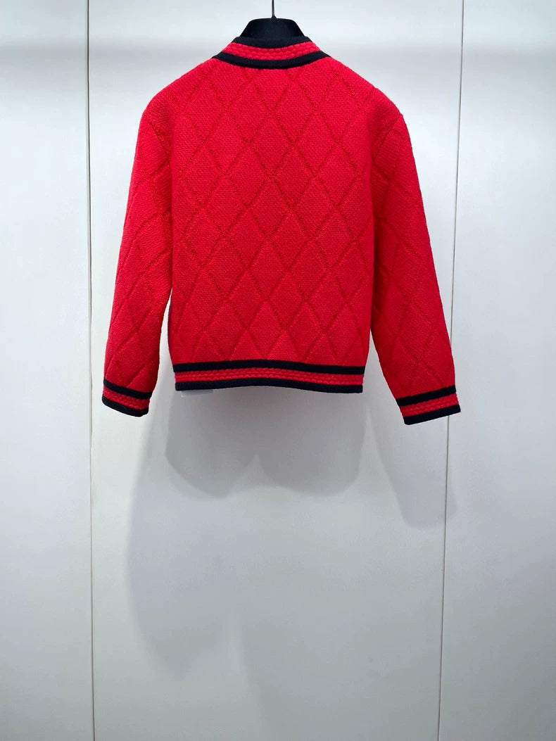 Red Knit Wool Cardigan by Gucci