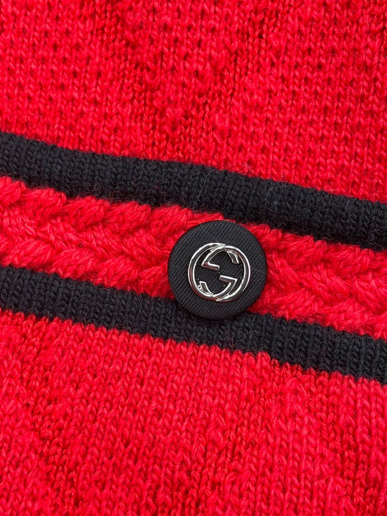 Red Knit Wool Cardigan by Gucci