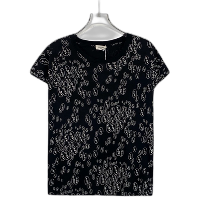 Celine Black Logo Print Cotton T-Shirt