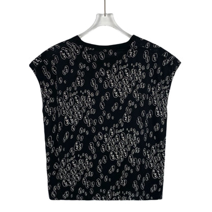 Celine Black Logo Print Cotton T-Shirt