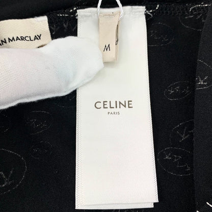 Celine Black Logo Print Cotton T-Shirt