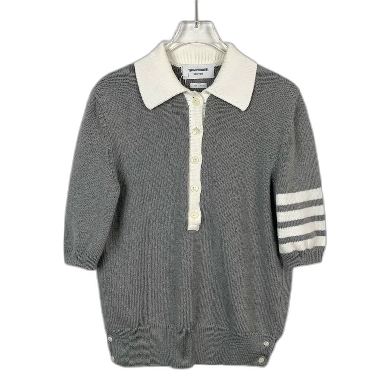 Classic Gray Embroidered Cotton Polo Shirt