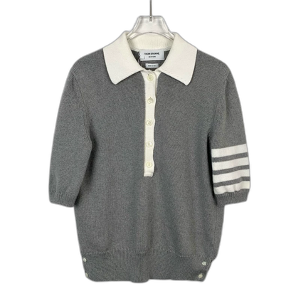 Classic Gray Embroidered Cotton Polo Shirt