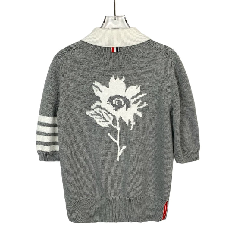 Classic Gray Embroidered Cotton Polo Shirt