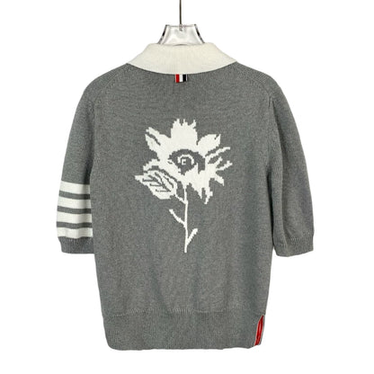 Classic Gray Embroidered Cotton Polo Shirt