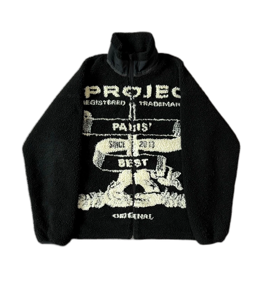 Y/Project Black and White Fleece Jacket-zp