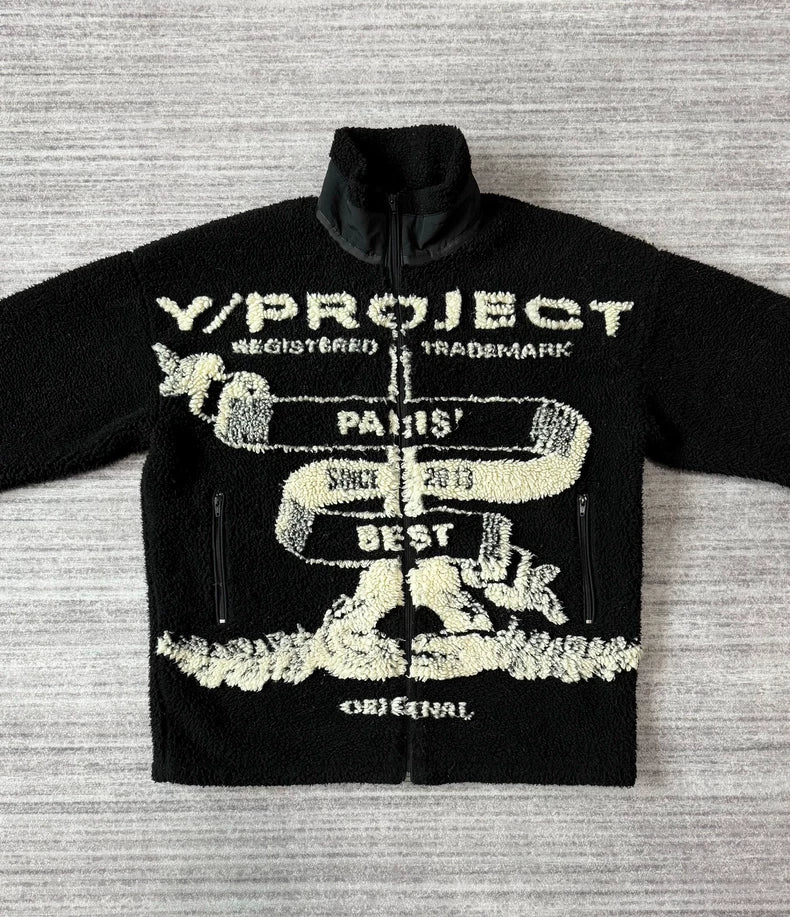 Y/Project Black and White Fleece Jacket-zp