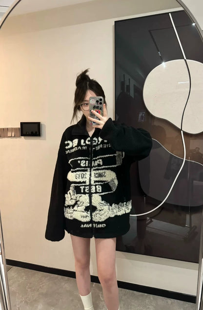 Y/Project Black and White Fleece Jacket-zp