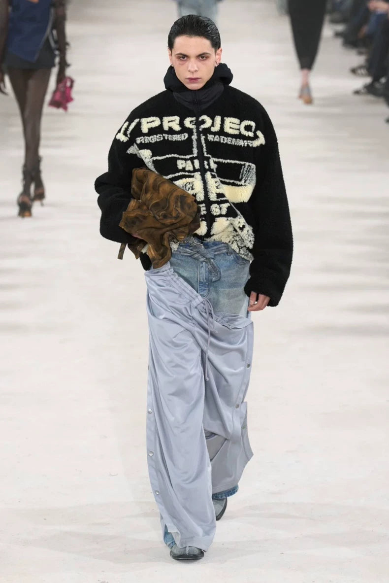 Y/Project Black and White Fleece Jacket-zp