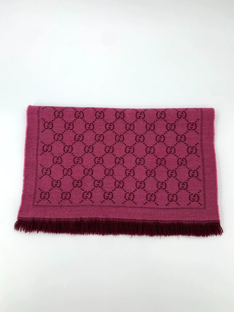 Gucci Pink Wool Fringed Scarf