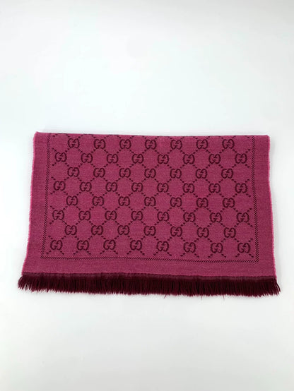 Gucci Pink Wool Fringed Scarf