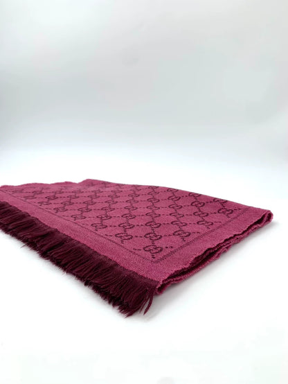 Gucci Pink Wool Fringed Scarf