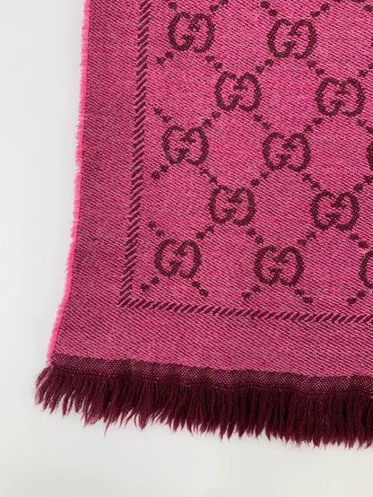 Gucci Pink Wool Fringed Scarf