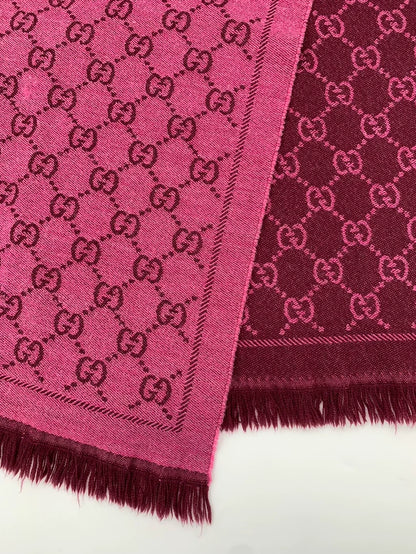 Gucci Pink Wool Fringed Scarf