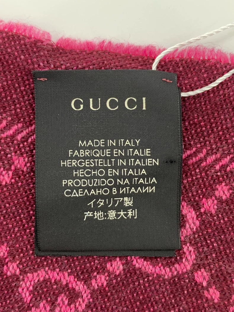 Gucci Pink Wool Fringed Scarf